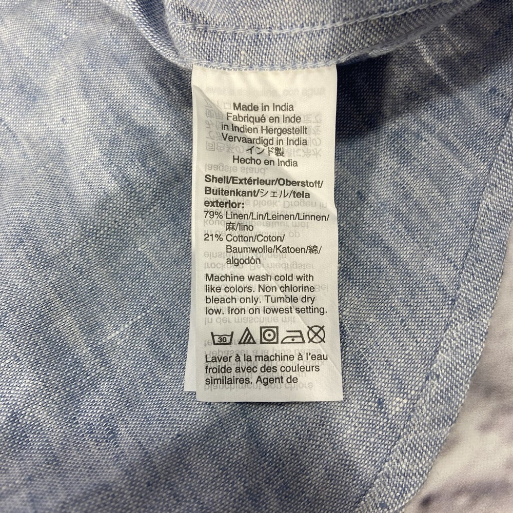 J.Crew Shirt Men's XL Blue Button-Down Short Sleeves Linen/Cotton Blend Slim - Picture 8 of 10